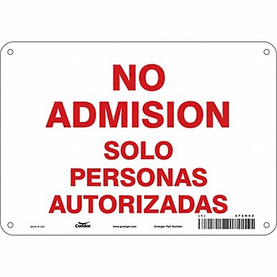 CONDOR 472H62 Safety Sign 7 in x 10 in Aluminum