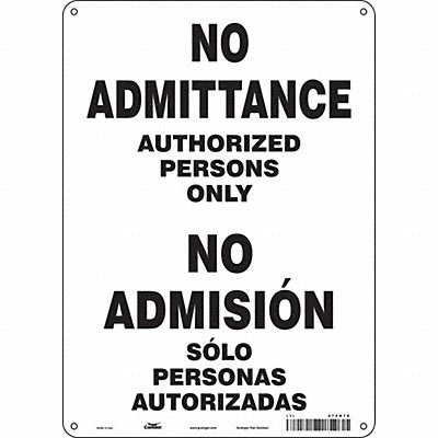CONDOR 472H78 Safety Sign 14 in x 10 in Aluminum