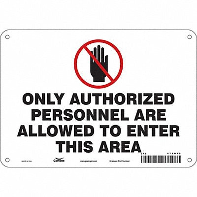 CONDOR 472H95 Safety Sign 7 in x 10 in Aluminum