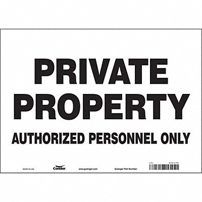 CONDOR 472J15 Safety Sign 10 in x 14 in Vinyl