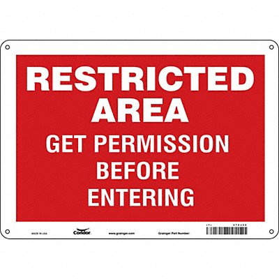CONDOR 472J32 Safety Sign 10 inx14 in Aluminum