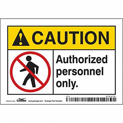 CONDOR 472J79 Safety Sign 3.5in x 5in Vinyl