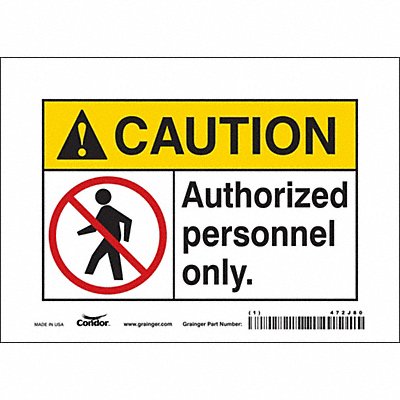 CONDOR 472J80 Safety Sign 5 inx7 in Vinyl