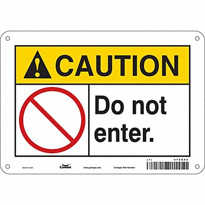 CONDOR 472K05 Safety Sign 7 in x 10 in Aluminum