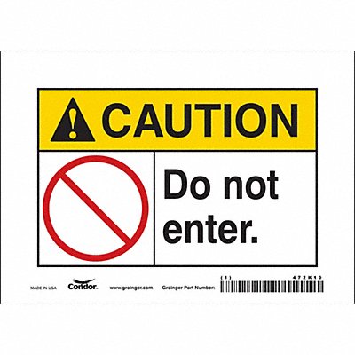 CONDOR 472K10 Safety Sign 5 in x 7 in Vinyl