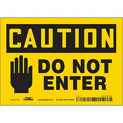 CONDOR 472K18 Safety Sign 5 inx7 in Vinyl