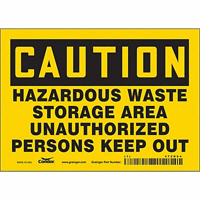 CONDOR 472K64 Safety Sign 5 in x 7 in Vinyl