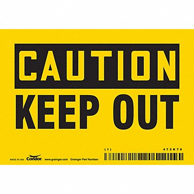 CONDOR 472K79 Safety Sign 3.5in x 5in Vinyl