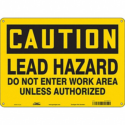 CONDOR 472K84 Safety Sign 10 inx14 in Aluminum