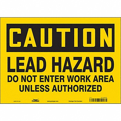 CONDOR 472K89 Safety Sign 10 in x 14 in Vinyl