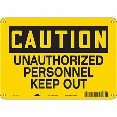 CONDOR 472L36 Safety Sign 7 in x 10 in Aluminum