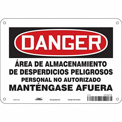 CONDOR 472L72 Safety Sign 7 in x 10 in Aluminum