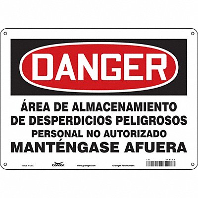 CONDOR 472L75 Safety Sign 10 in x 14 in Polyethylene