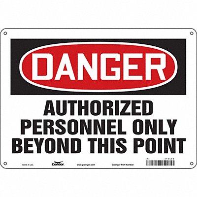 CONDOR 472L98 Safety Sign 10 inx14 in Polyethylene
