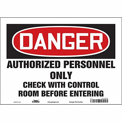 CONDOR 472M09 Safety Sign 10 in x 14 in Vinyl