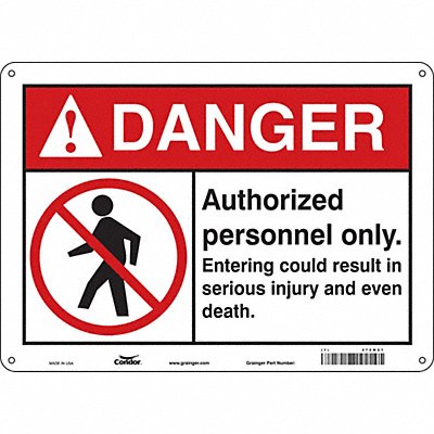 CONDOR 472M21 Safety Sign 10 inx14 in Vinyl