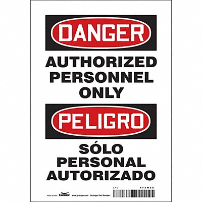 CONDOR 472M26 Safety Sign 10 inx7 in Vinyl