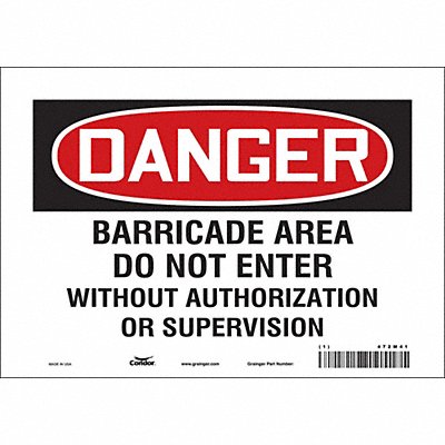 CONDOR 472M41 Safety Sign 7 inx10 in Vinyl