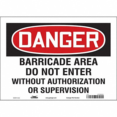 CONDOR 472M42 Safety Sign 10 in x 14 in Vinyl