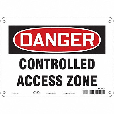 CONDOR 472M57 Safety Sign 7 in x 10 in Aluminum