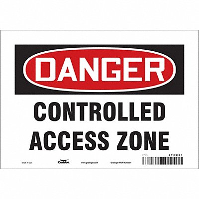 CONDOR 472M61 Safety Sign 7 in x 10 in Vinyl