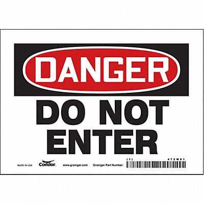 CONDOR 472M81 Safety Sign 5 inx7 in Vinyl