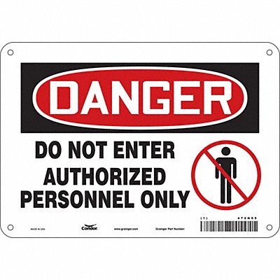 CONDOR 472N05 Safety Sign 7 inx10 in Vinyl