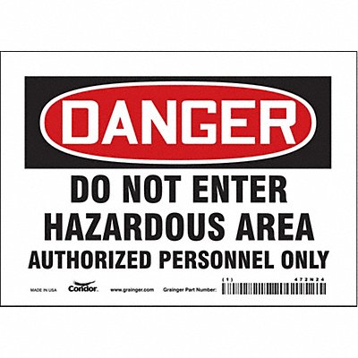CONDOR 472N24 K1920 Safety Sign 5 inx7 in Vinyl
