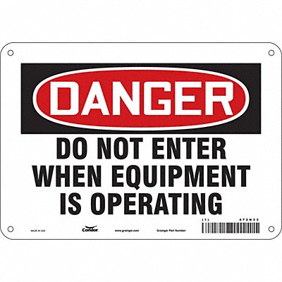 CONDOR 472N33 K1922 Safety Sign 7 in x 10 in Aluminum