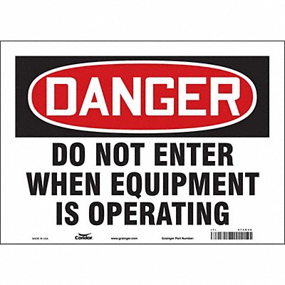 CONDOR 472N39 K1922 Safety Sign 10 in x 14 in Vinyl