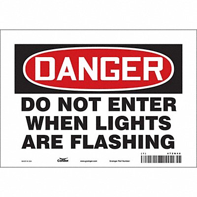 CONDOR 472N46 Safety Sign 7 inx10 in Vinyl