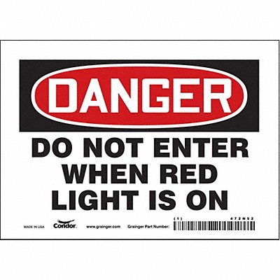 CONDOR 472N52 Safety Sign 5 inx7 in Vinyl