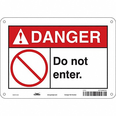 CONDOR 472N55 Safety Sign 7 in x 10 in Aluminum