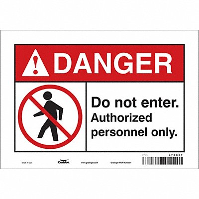 CONDOR 472N67 Safety Sign 7 in x 10 in Vinyl
