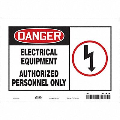 CONDOR 472N85 Safety Sign 7 inx10 in Vinyl