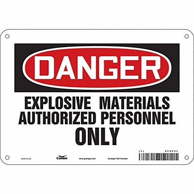 CONDOR 472P31 Safety Sign 7 in x 10 in Aluminum