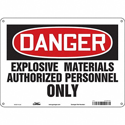 CONDOR 472P32 Safety Sign 10 inx14 in Aluminum