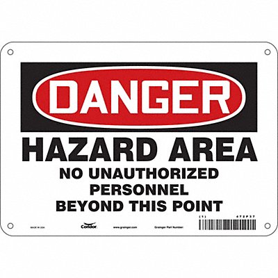 CONDOR 472P37 Safety Sign 7 in x 10 in Aluminum