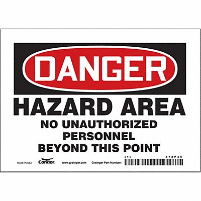 CONDOR 472P45 Safety Sign 5 in x 7 in Vinyl