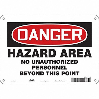 CONDOR 472P46 Safety Sign 7 in x 10 in Vinyl