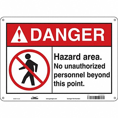 CONDOR 472P54 Safety Sign 10 in x 14 in Vinyl