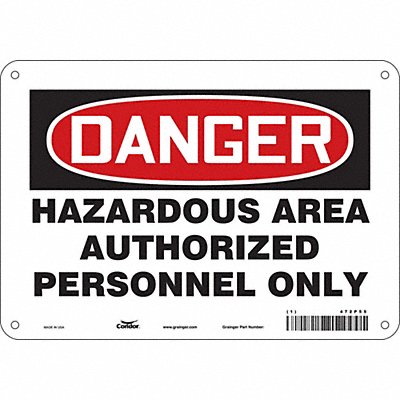 CONDOR 472P55 Safety Sign 7 in x 10 in Aluminum