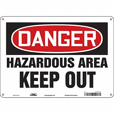 CONDOR 472P63 Safety Sign 10 inx14 in Aluminum
