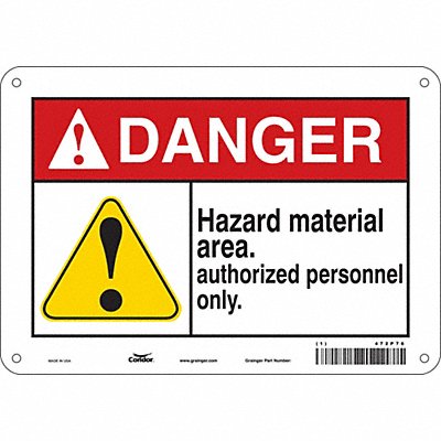 CONDOR 472P76 Safety Sign 7 in x 10 in Aluminum