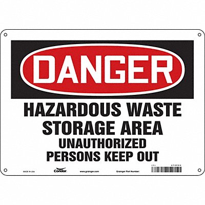 CONDOR 472P83 Safety Sign 10 inx14 in Aluminum