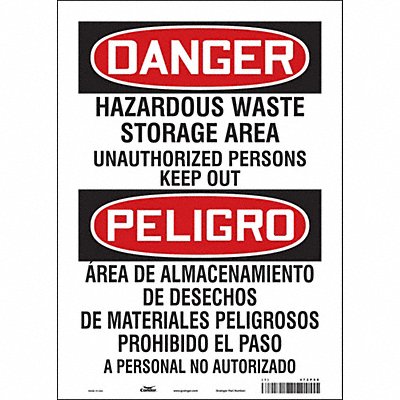CONDOR 472P98 Safety Sign 14 inx10 in Vinyl