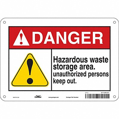 CONDOR 472R01 Safety Sign 7 in x 10 in Aluminum