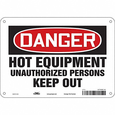 CONDOR 472R14 Safety Sign 7 in x 10 in Aluminum
