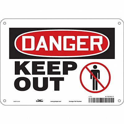 CONDOR 472R21 Safety Sign 7 in x 10 in Aluminum