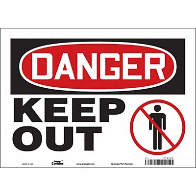 CONDOR 472R28 Safety Sign 10 in x 14 in Vinyl